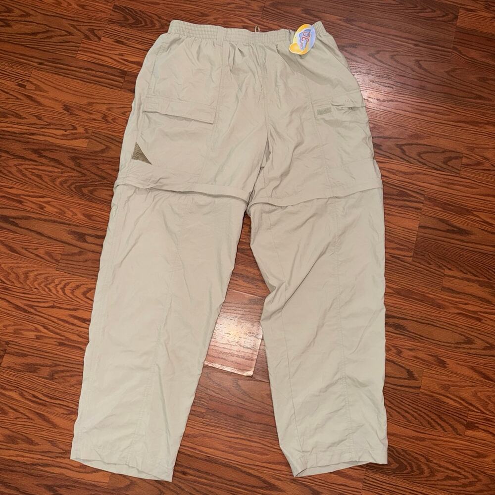 Men's Columbia Tan Zip away pants With Stretchy Tie Waist Band Size XXL